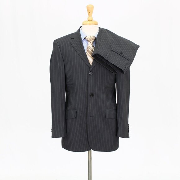 Sarar 38S 32x29 Gray Striped 3-Button Suit R359 - Picture 1 of 15
